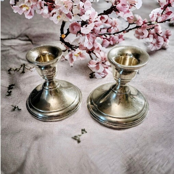 Set of 2 Sterling Silver weighted Candlesticks - Picture 9 of 11